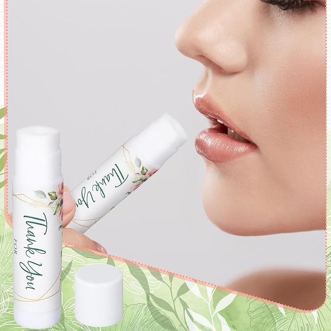 Whaline 60Pcs Thank You Gift Lip Balm Bulk Wedding Lip Balms Vanilla Flavor Floral Moisturizing Lip Care Guest Basket Gift Stuffer for Bridal Shower Baby Shower Birthday Party Favor Supplies-VivaGrace Women