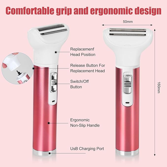 Women Face Epilator, 5-in-1 depiladora, Facial Hair Removal for Women, Facial epilator, Hair Removal Device, 5 Attachments for Eyebrows, Nose, Body-VivaGrace Women