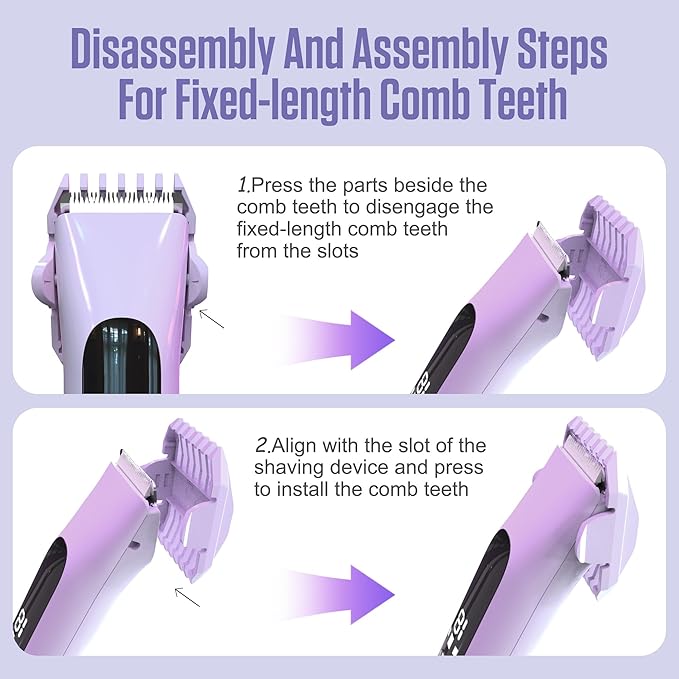 2 in 1 Bikini Trimmer for Women Dual Head Electric Shaver with LED Display,IPX7 Waterproof Wet & Dry, Painless Shaver for Underarm Leg Arm Body Face Private Area Purple-VivaGrace Women