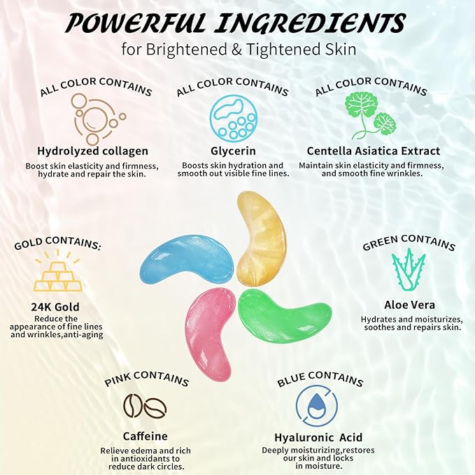 Under Eye Patches(25 Pairs), 24K Gold, Caffeine, Hyaluronic Acid, Aloe Vera Eye Masks for Dark Circles Puffy Eyes Undereye Bags, Eye Skin Care Gift Set for Bachelorette Party Favors-VivaGrace Women