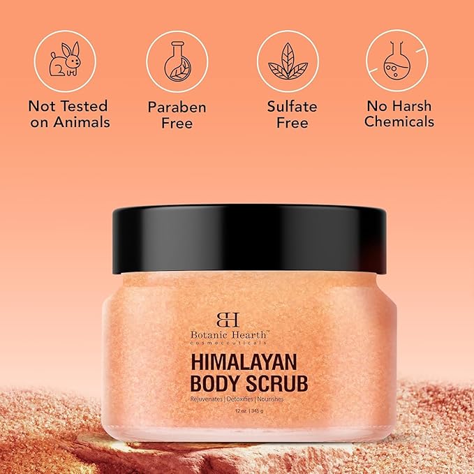 Botanic Hearth Himalayan Salt Body Scrub With Lychee Oil, Exfoliating Body Scrub Act As Body Exfoliator & Helps With Moisturizing Skin, Acne, Cellulite, Dead Skin Scars, Wrinkles 12 Oz-VivaGrace Women
