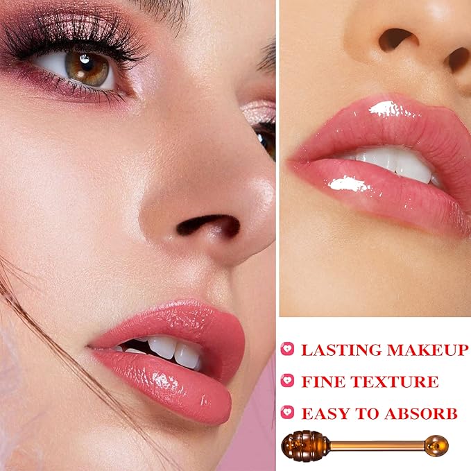 1PCS Bee Lip Balm Honey Pot,Honey Sleeping Lip Mask Bee Lip Balm with Applicator,Natural Moisturizing & Prevention Dry and Cracked Lip Scrubs Exfoliator-VivaGrace Women