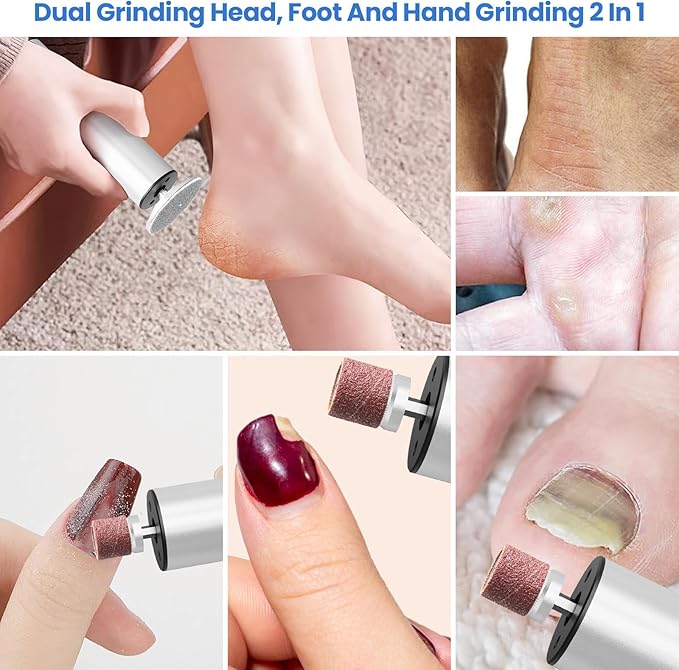 Electric Foot Callus Remover, 2 in 1 | 6 Speed Adjustable Foot File Nail Grinder with Sandpaper Disks, Professional Sander Pedicure Tool for Feet Dead Skin, Self Care Gifts for Women Mom Lover Friends-VivaGrace Women