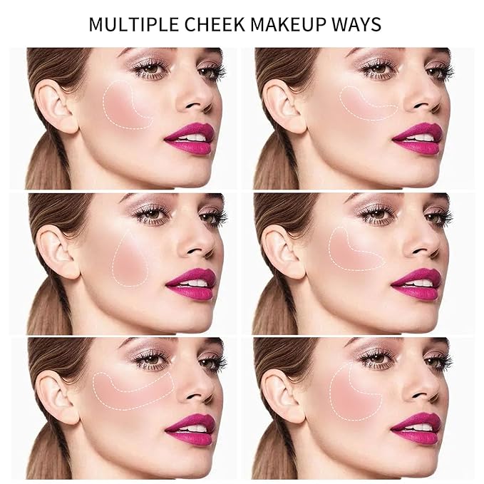 Boobeen Powder Blush Matte Blush, Highly Pigmented Beauty Cream Blush Palette for Create A Natural Cheek Flushed Look, Rich Colors (C-05)-VivaGrace Women