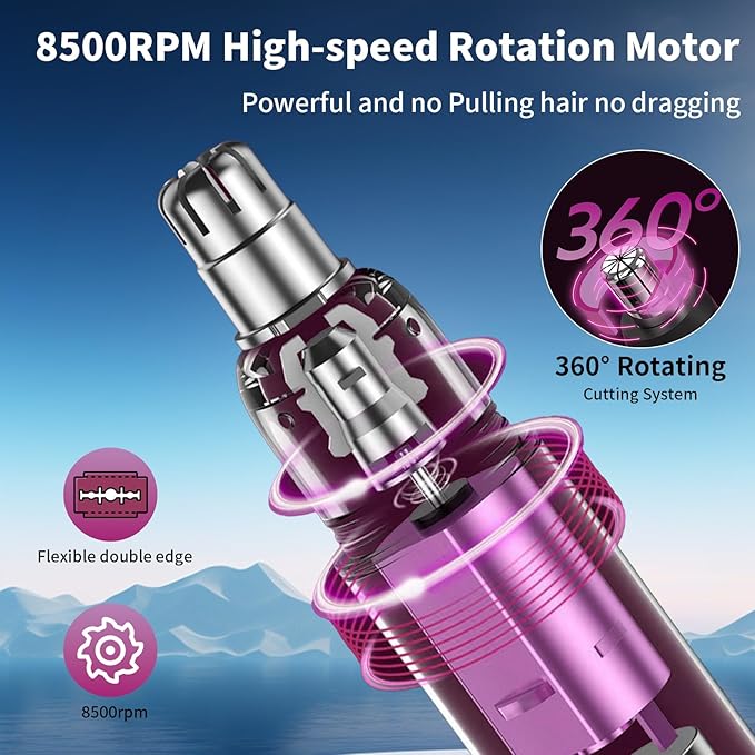 2025 Rechargeable Nose and Ear Hair Trimmer with LED Dispaly for Women Men,4 in 1 Painless Eyebrow & Facial Hair Trimmer with Powerful Motor,Ladies Wet & Dry Electric Razor (White)-VivaGrace Women