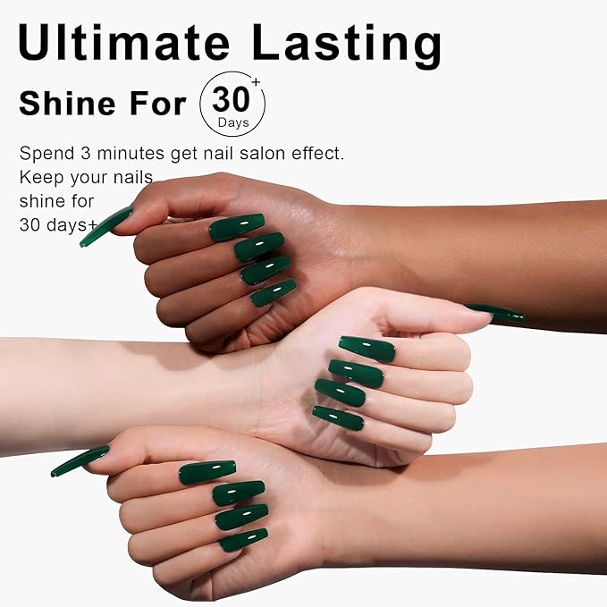 L'UGX Dark Green Gel Polish Emerald Nail Polish 15ML Long Lasting U V Gel Colors for Nails Art DIY Manicure & Pedicure at Home Salon Holiday Gifts for Women LGS-704