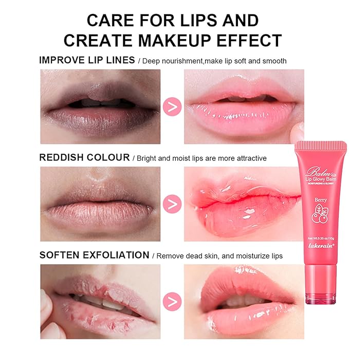 Lip Glowy Balm Hydrating Sleeping Lip Mask, Shine Glossy Finish Lip Oil - Reduce Lip Lines, Enhance Lip Color, Moisturizing & Plump Dry Chapped Lips Care Non-Sticky Lip Balm (#4 Grape)-VivaGrace Women