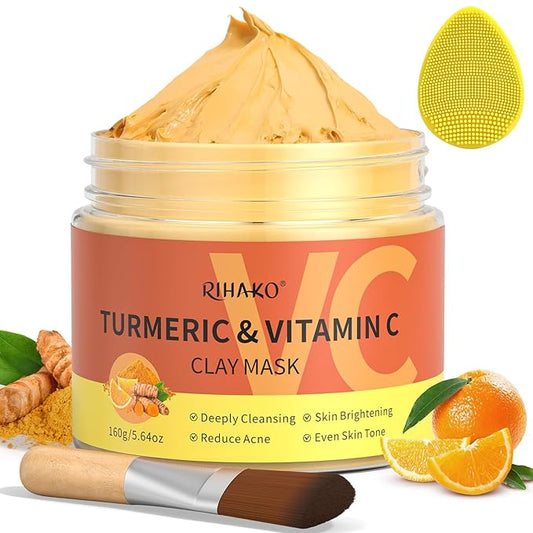 Turmeric Vitamin C Clay Mask -Turmeric Facial Mask - Brightening Clay Face Mask Skincare, Deep Cleansing Face Mask, Acne Face Mask for for Dark Spots, Dull Skin, Refining Pores and Controlling Oil-VivaGrace Women