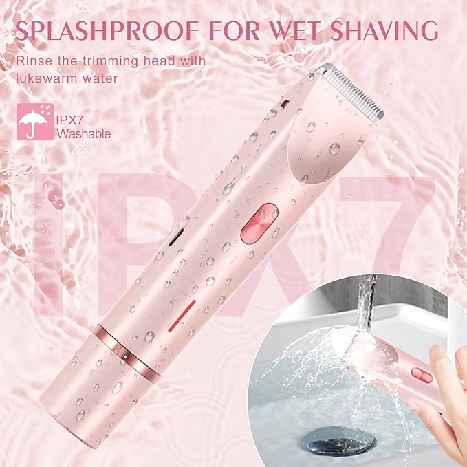 Bikini Trimmer for Women,Dermave Bikini Shaver,2-in-1 Electric Razors for Women(Pale Pink)-VivaGrace Women