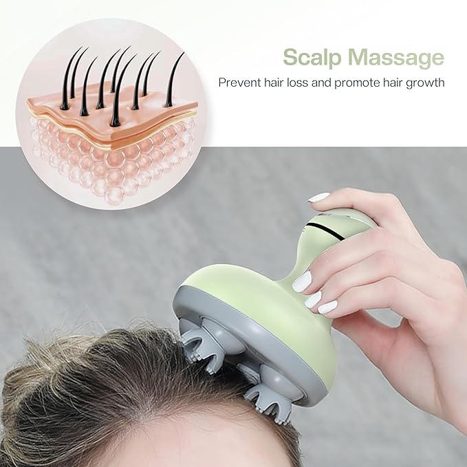 COMFIER Scalp Massager, Electric Head Scratcher, Portable Head Massager for Hair Growth with 84 Silicone Massage Nodes, Dog&Cat Massager, Rechargeable, Waterproof, Gifts for Mom,Dad,Women,Men (Green)-VivaGrace Women