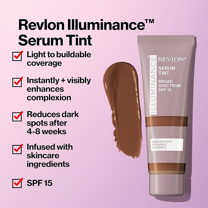 Revlon Illuminance Tinted Serum, Triple Hyaluronic Acid, Evens Out Skin Tone Over Time and Hydrates All Day, SPF 15, 317 Tan Sand, 0.94 fl oz.-VivaGrace Women