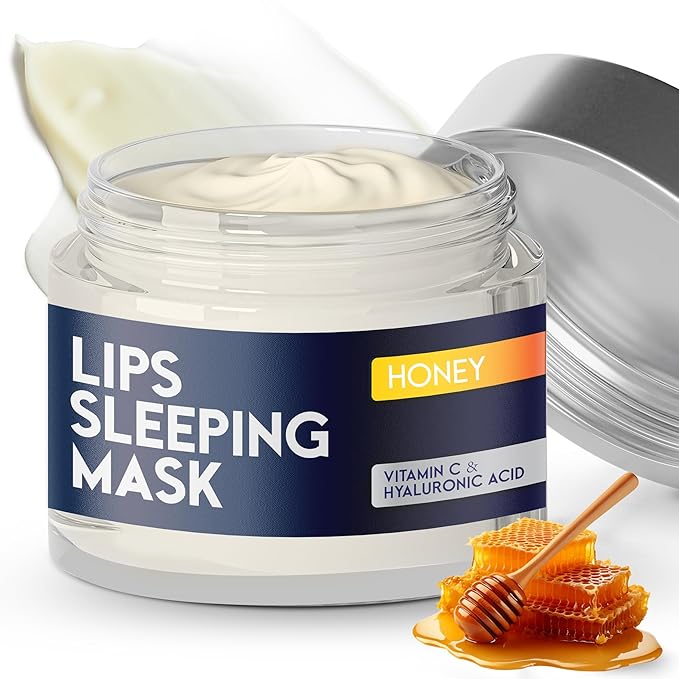 Lip Mask Overnight with Hyaluronic Acid & Collagen, Lip Sleeping Mask for Dry Cracked Lips, Moisturizing, Hydrating, Exfoliating Night Treatment for Lip Care (Peach) (0.7, Honey)-VivaGrace Women