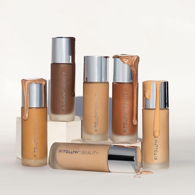 Fitglow Beauty - Natural Foundation+ Photo-Filtering Foundation | Vegan, Woman-Owned Clean Beauty (F4 - Medium Tan, Neutral Undertones)-VivaGrace Women