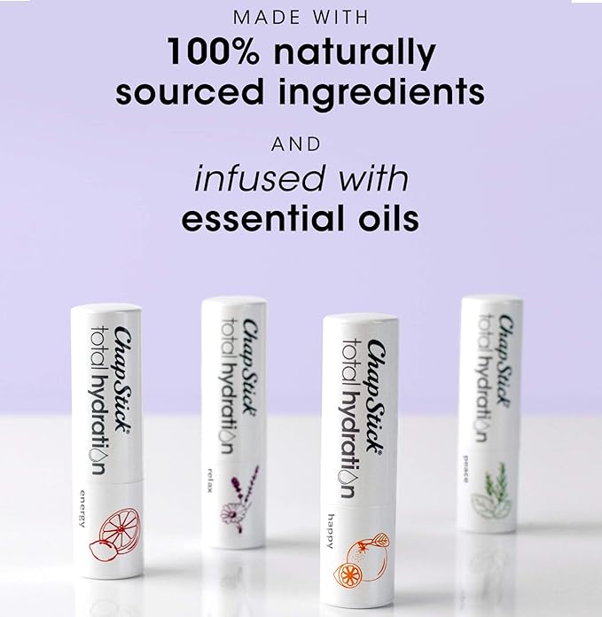 ChapStick Total Hydration Essential Oils Peace Lip Balm, Rosemary + Peppermint Lip Balm Tube, Lip Care - 0.12 Oz-VivaGrace Women
