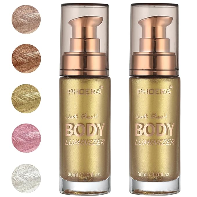 PHOERA Body Luminizer Highlighter, Waterproof Moisturizing and Glow For Face & Body, Face Body Glow Illuminator (2PCS 102 Metallic Gold)-VivaGrace Women