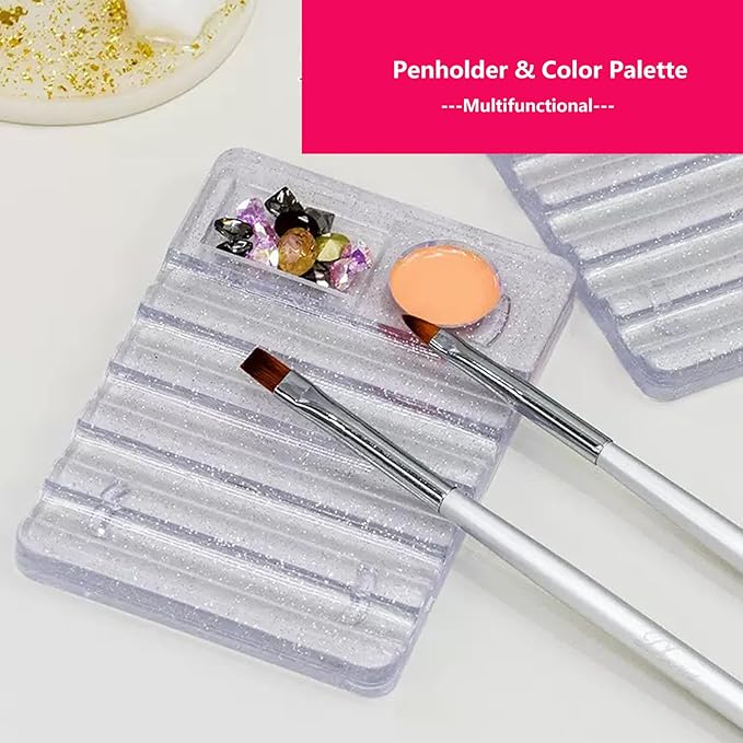 62 Pcs Nail Art Brushes Set,5 Pcs Striping Liner Brush,5 Pcs Dual Tipped Silicone Dotting Sculpture Pen,50 Pcs Nail Sponges for Ombre with Grabbing Pen,Mixing Palette Pen Holder-VivaGrace Women