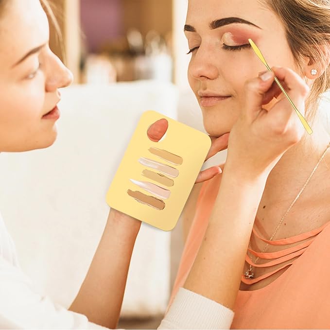6 in 2 Sets Makeup Mixing Palette, Gold Acrylic Cosmetic Palette with Korean Makeup Spatula Tool for Mixing Foundation Eye Shadow Lipsticks Nail Art-VivaGrace Women