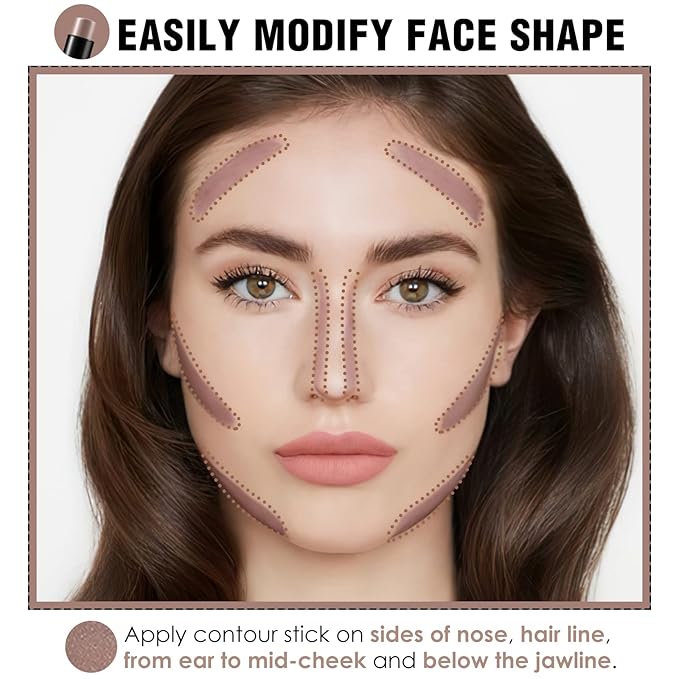 FOCALLURE Cream Contour Stick, Matte Bronzer Stick, Professional Face Shaping & Contouring Stick Makeup, Easy to Apply with Buildable Coverage, Long Lasting & Sweatproof, HAZEL WOOD-VivaGrace Women