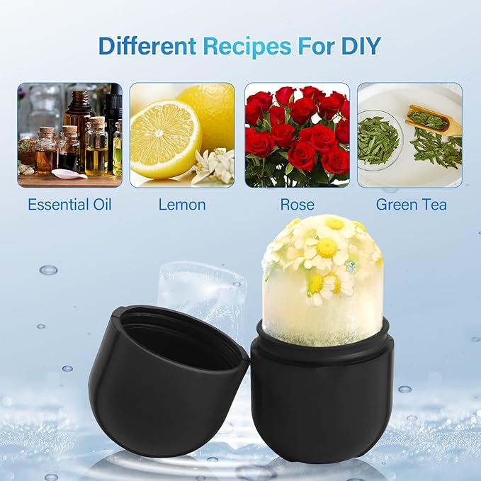 Ice Roller for Face Eye, Ice Roller Mold Face Skin Care Kit for Brighten Skin and Enhance Your Natural Glow Remove Fine Lines Shrink Pores Reduce Acne and Lubricate the Skin (Black)-VivaGrace Women