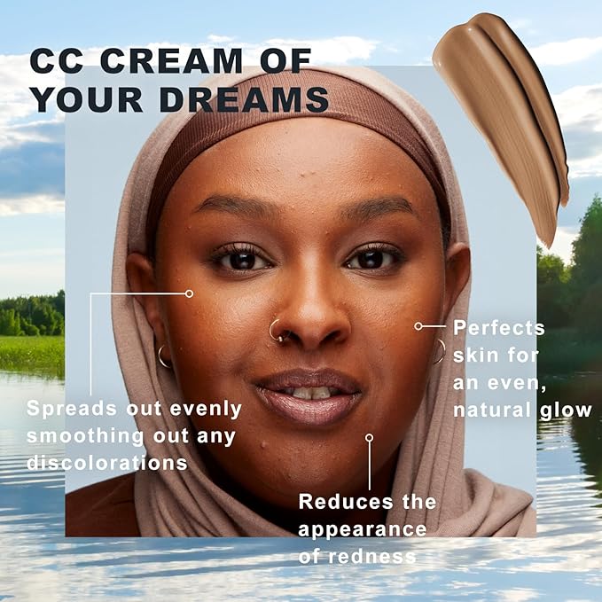 Lumene Color Correcting CC Cream - Lightweight Foundation with Medium Coverage - Redness Reducing Face Makeup for a Glowing Complexion - Vegan Formula + Suitable for All Skin Types - Deep (1 fl oz)-VivaGrace Women