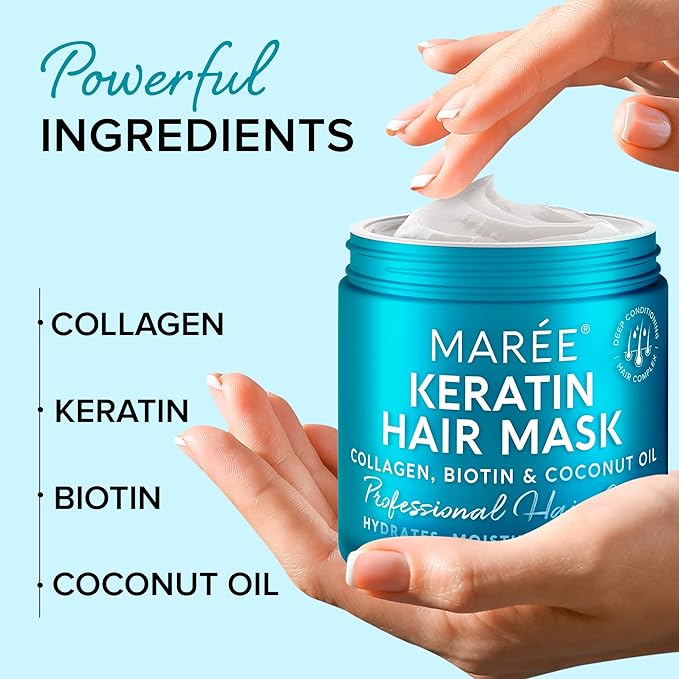 MAREE Hair Mask for Damaged Hair 2 PACK - Keratin Treatment Conditioner - Extremely Deep Conditioning Mask, Hydrating & Repairing, Keratina Mascarilla Para el Cabello-VivaGrace Women