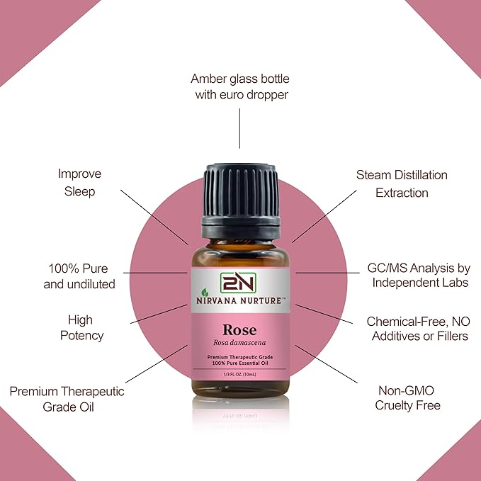 Rose Essential Oil 100% Pure Premium Therapeutic Grade, Undiluted - Aromatherapy Diffuser for Calm and Relaxation, Skin Care, Hair Care-VivaGrace Women