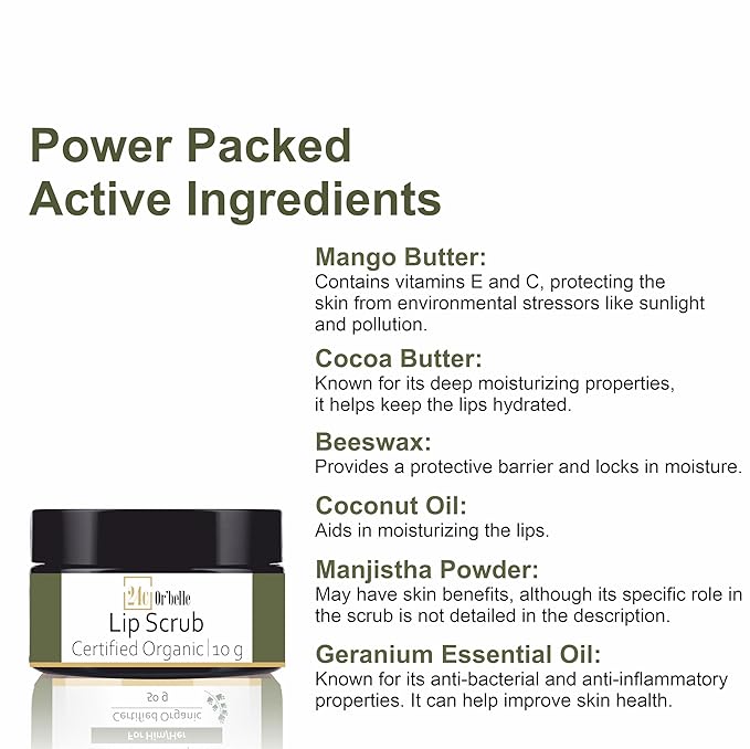 24C Or'Belle Lip Scrub | Enriched With Cocoa And Manjistha And Other Ingredients Help To Exfoliates Dry And Dead Skin From The Lips Leaving Them Smooth And Soft And Evens Out The Colour Of The Lips-VivaGrace Women