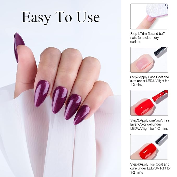 Imtiti Purple Gel Nail Polish, 1 Pcs 15ml Bronze Purple Color Soak Off LED Long-Lasting Nail Gel Polish Nail Art Starter Manicure Salon DIY at Home, 0.5 Fluid Ounces