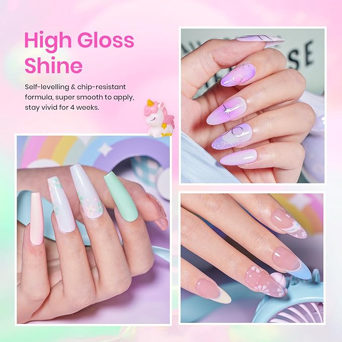 Beetles Purple Gel Nail Polish Set - 20 Colors Hot Pink Purple Shimmer Green Unicorn Bright Glitter Manicure Macaron Collection Pastel Gel Polish Kit with Base Matte Glossy Top Coat-VivaGrace Women