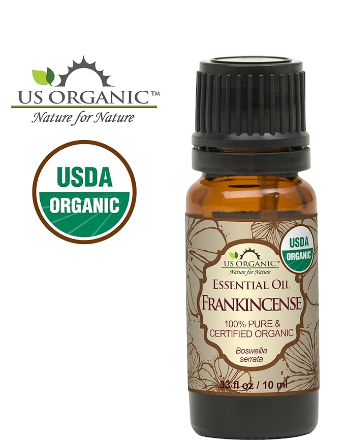 US Organic 100% Pure Frankincense Essential Oil, USDA Certified Organic, Steam Distilled, Boswellia serrata, Sourced from India, Topically or in Diffuser, Perfect for Aging Skin, All skin type (10 ml)-VivaGrace Women