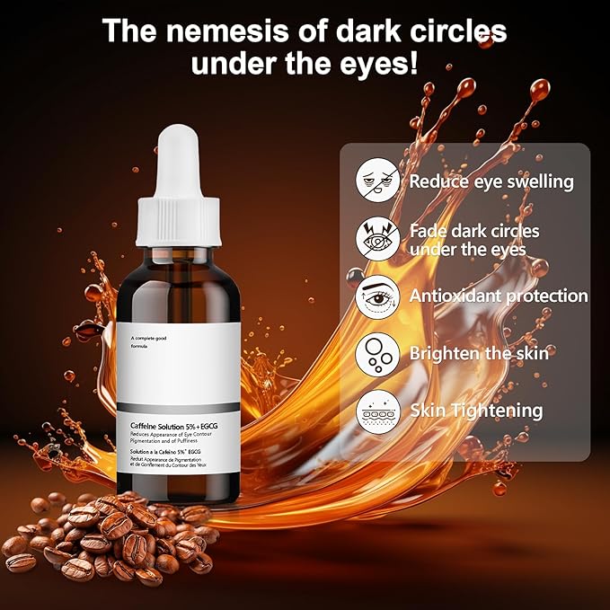 Caffeine Solution 5% + EGCG Eye Serum, 30ML Moisturizing Caffeine Eye Serum, Targets Dark Circles & Puffiness, Smooths Fine Lines-VivaGrace Women