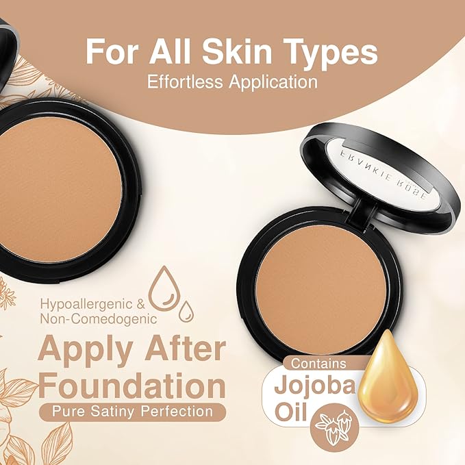 Frankie Rose Cosmetics Powder Foundation – Full Coverage Face Powder For Pores & Imperfections, Evens Out Skin Tone & Shine-Control | 58 Grams (Olive)-VivaGrace Women