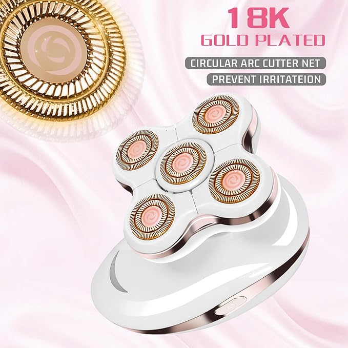 Electric Razors for Women: Rechargeable Shaver with Detachable Head - 5D Wet and Dry Lady Hair Remover for Legs and Hand (Gold)-VivaGrace Women