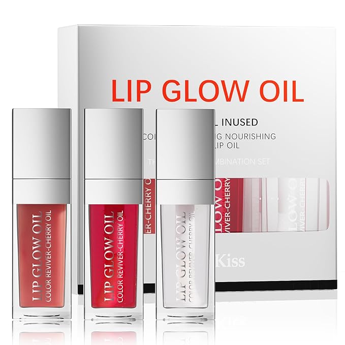 Lip Glow Oil Long Lasting Plumping Transparent Lip Balm Moisturizing Lip Oil Repairing Lip Lines and Prevents Dry Cracked for Lip Care and Dry Lips (Set-C)-VivaGrace Women