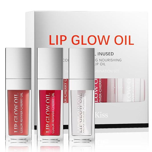 Lip Glow Oil Long Lasting Plumping Transparent Lip Balm Moisturizing Lip Oil Repairing Lip Lines and Prevents Dry Cracked for Lip Care and Dry Lips (Set-C)-VivaGrace Women