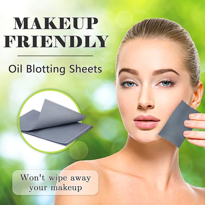 Natural Premium Oil Blotting Paper for Oily Skin with Bamboo Charcoal,26% Larger Oil Blotting Sheets for Face,Makeup Friendly Oil Absorbing Sheets 600 Sheets-VivaGrace Women
