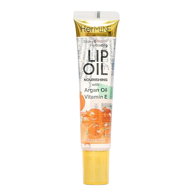 HerMINE Nourishing Lip Oil with Argan Oil & Vitamin E Clear Long Lasting Hydrating Lip Moisturizing Gel 15g / 0.52oz (Roseship)-VivaGrace Women