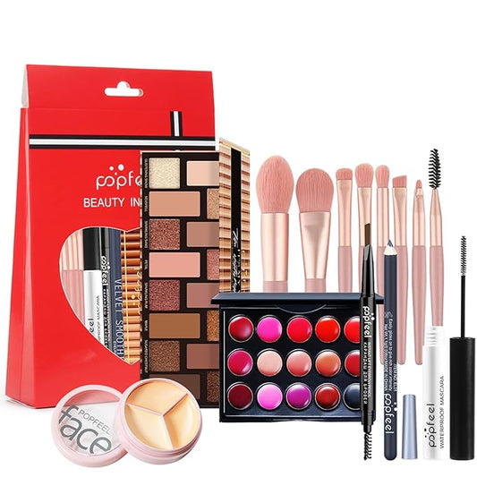 All in One Makeup Kit, Full Starter Essential Makeup Kit for Women Beginners Includes Eyeshadow Palette Lipstick Mascara Eyebrow Pencil Concealer Brush Set-VivaGrace Women