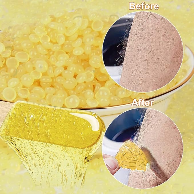 Hair Removal Wax Beads for Brazilian Waxing, Sensitive Skin - Face, Eyebrow, Legs At Home - 300g (10 Oz) with 10 Pearl Wax Sticks (Honey)-VivaGrace Women
