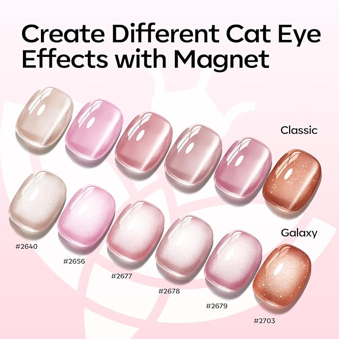 modelones Cat Eye Gel Nail Polish, 6 Colors Nude Gel Polish Pink Glitter Brown with Magnet Sparkle Galaxy Series Nail Polish Kit Soak Off Led Nail Art Manicure Salon DIY Gifts-VivaGrace Women