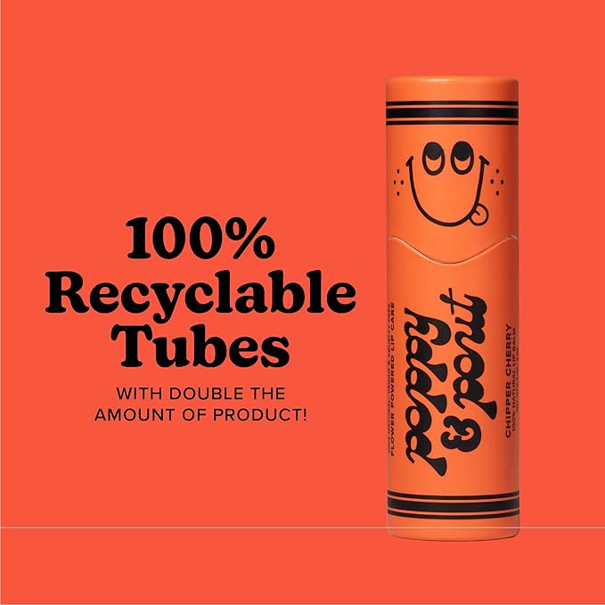 Poppy & Pout Kids Jumbo Lip Balm | All Natural Lip Balms & Moisturizers | Hydrates with Beeswax, Vitamin E, Organic Coconut Oil | Cruelty-Free | Lip Balm in Recyclable Cardboard Tube (Chipper Cherry)-VivaGrace Women