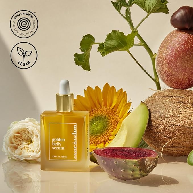 Evereden Golden Belly Serum, 1.7 fl oz. | Clean & Vegan Women's Belly Oil for Pregnancy and Postpartum | Clean Maternity Skincare | Non-Toxic Stretch Mark Oil-VivaGrace Women