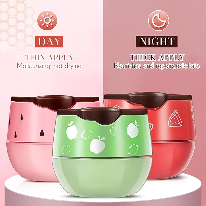 12 Pcs Bee Lip Balm Honey Pot with Brush Propolis Lip Mask Overnight, Moisturizing Hydrating Lip Sleeping Mask Prevention Dry and Cracked(Honey+Strawberry+Apple Lime)-VivaGrace Women