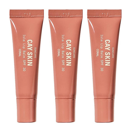 Cay Skin Isle Lip Balm SPF 30 – High Shine, Hydrating + Sheer Lip Gloss in Vanilla Brown Sugar Flavor – Formulated with Natural Ingredients for All Skin Tones – 3-Pack, Coral-VivaGrace Women