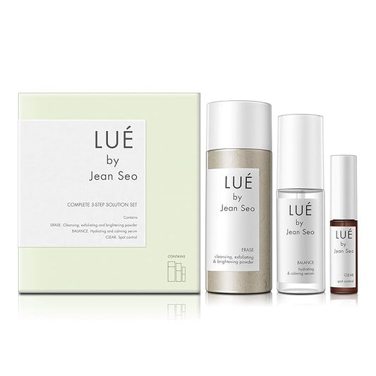 SKIN SOLUTION SET a THREE Step Solution for All Skin Types, Includes Lue by Jean Seo ERASE exfoliant, BALANCE Hydrating Serum and CLEAR Spot Control-VivaGrace Women