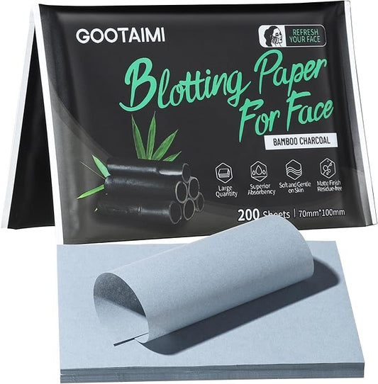 Blotting Paper for Oily Skin, Natural Bamboo Charcoal Blotting Paper, Oil Blotting Sheets for Face, 100 * 70MM Large Oil Absorbing Sheets Makeup Face Tissues, 200 Counts-VivaGrace Women