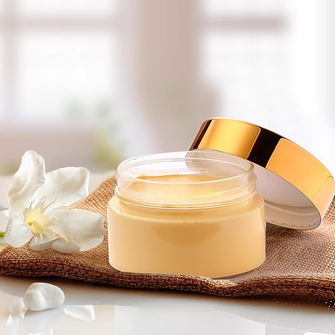 SATINIOR 24 Pieces Empty Clear Plastic Jars with Lids Round Storage Containers Wide-Mouth for Beauty Product Cosmetic Cream Lotion Liquid Butter Craft and Food (Gold Lid,1 oz)-VivaGrace Women