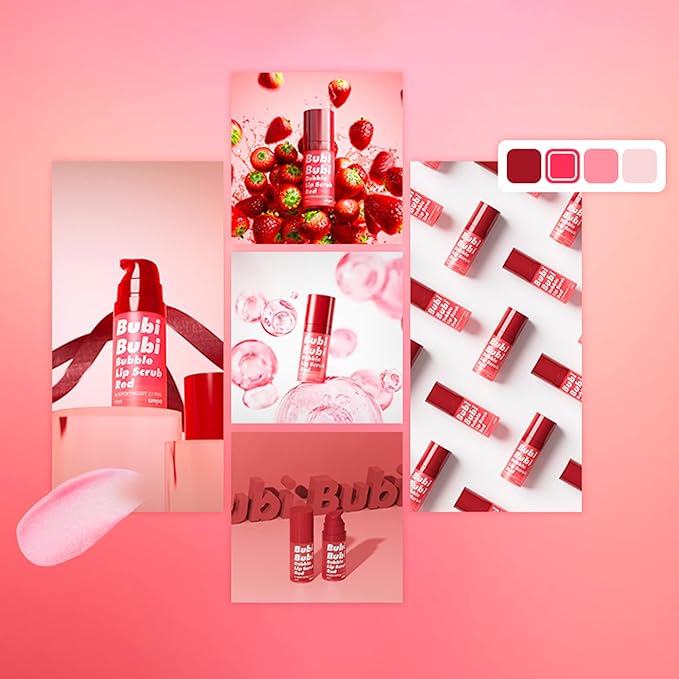 UNPA Bubi Bubi Bubble Lip Scrub Red 0.33 Fl Oz| Lip Bubble Moisturizer & Lip Scrubber | Lip Care Products for Lip Repair & Lip Lightening | Lip Scrubs Exfoliator & Moisturizer | Korean Lip Moisturizer-VivaGrace Women