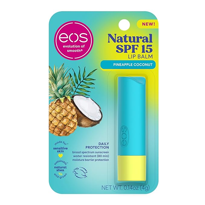 eos Natural SPF 15 Lip Balm- Pineapple Coconut, Daily Protection, Water Resistant, 0.14 oz-VivaGrace Women