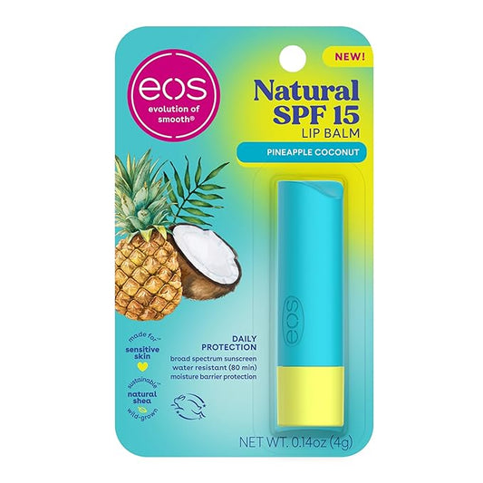 eos Natural SPF 15 Lip Balm- Pineapple Coconut, Daily Protection, Water Resistant, 0.14 oz-VivaGrace Women